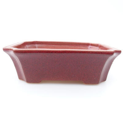 Bonsaischale aus Keramik 12,5 x 10,5 x 4 cm, Farbe rot - 1