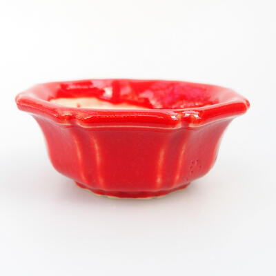 Bonsaischale aus Keramik 5,5 x 5,5 x 2,5 cm, Farbe rot - 1