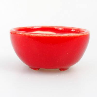 Bonsaischale aus Keramik 4 x 4 x 2 cm, Farbe rot - 1