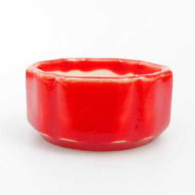 Bonsaischale aus Keramik 4,5 x 4,5 x 2 cm, Farbe rot - 1