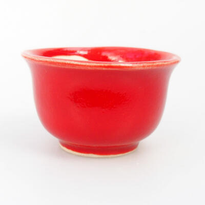 Bonsaischale aus Keramik 4,5 x 4,5 x 3 cm, Farbe rot - 1