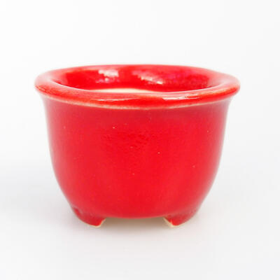 Bonsaischale aus Keramik 3,5 x 3,5 x 3 cm, Farbe rot - 1