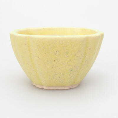 Bonsaischale aus Keramik 4,5 x 4,5 x 3 cm, Farbe gelb - 1