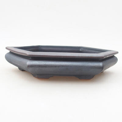Keramische Bonsai-Schale 18 x 16 x 3,5 cm, Metallfarbe - 1