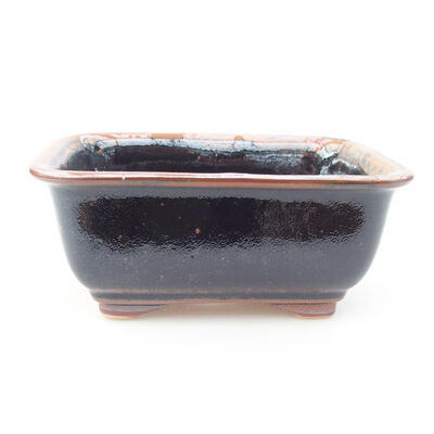 Keramische Bonsai-Schale 13 x 10 x 5 cm, Farbe braun-schwarz - 1