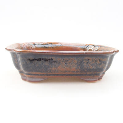 Keramische Bonsai-Schale 15 x 12 x 4 cm, braun-schwarze Farbe - 1