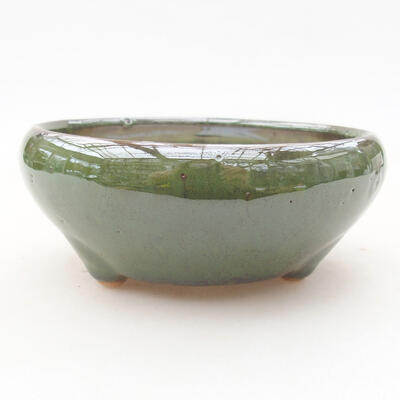 Keramische Bonsai-Schale 10,5 x 10,5 x 4 cm, Farbe grün - 1