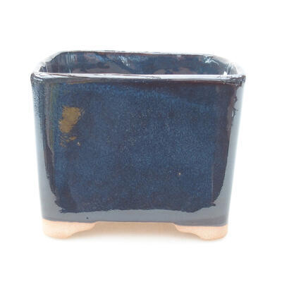 Keramische Bonsai-Schale 10 x 10 x 8 cm, Farbe blau - 1
