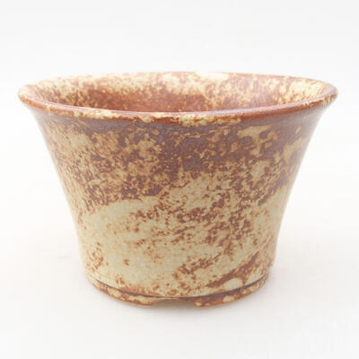 Keramische Bonsai-Schale 10,5 x 10,5 x 6,5 cm, Farbe braun-gelb - 1