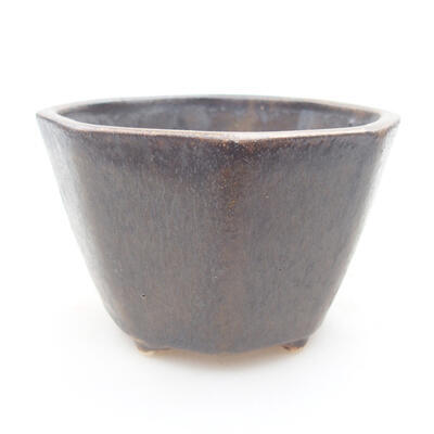 Keramische Bonsai-Schale 8,5 x 8,5 x 5,5 cm, braune Farbe - 1