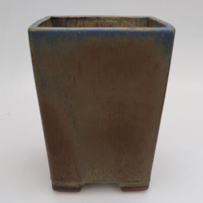 Bonsaischale aus Keramik 14,5 x 14,5 x 19 cm, Farbe braun-blau - 1