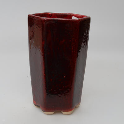 Bonsaischale aus Keramik 9,5 x 9 x 15 cm, Farbe rot - 1