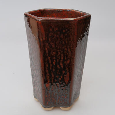Bonsaischale aus Keramik 9,5 x 9 x 15 cm, Farbe orange - 1