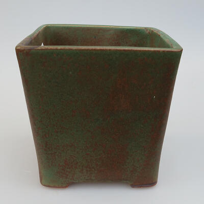 Bonsaischale aus Keramik 12,5 x 12,5 x 13 cm, Farbe bräunlich grün - 1