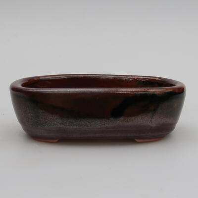 Keramik-Bonsaischale 12,5 x 8,5 x 3,5 cm, Farbe braun - 1