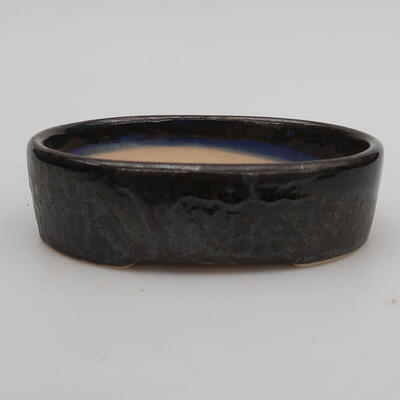 Keramik-Bonsaischale 13 x 10 x 3 cm, Farbe schwarz-blau - 1