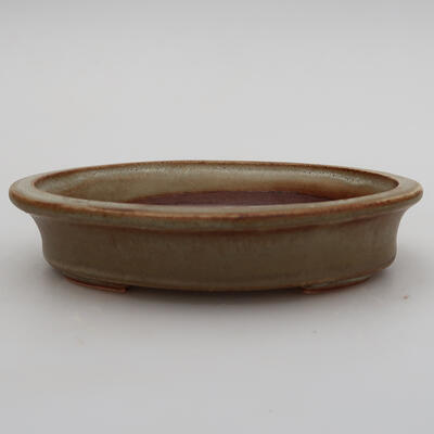 Keramik-Bonsaischale 13 x 10 x 2,5 cm, Farbe bräunlichgrün - 1