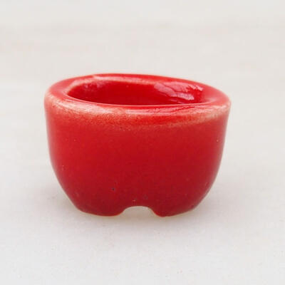 Bonsaischale aus Keramik 2 x 1,5 x 1,5 cm, Farbe rot - 1