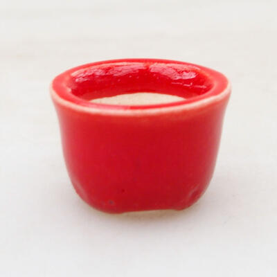 Bonsaischale aus Keramik 2 x 2 x 1,5 cm, Farbe rot - 1
