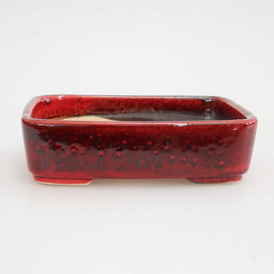 Bonsaischale aus Keramik 12,5 x 9,5 x 3 cm, Farbe rot - 1