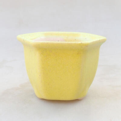 Bonsaischale aus Keramik 7 x 6,5 x 5 cm, Farbe gelb - 1