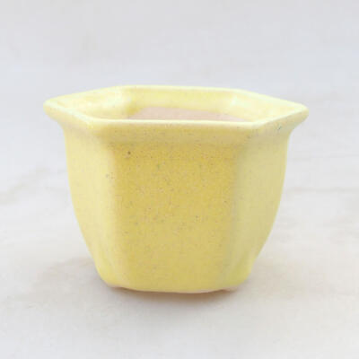 Bonsaischale aus Keramik 7 x 6,5 x 5 cm, Farbe gelb - 1