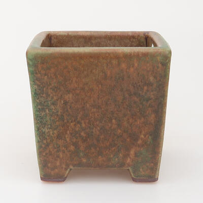 Bonsaischale aus Keramik 9 x 9 x 8,5 cm, Farbe grün-braun - 1