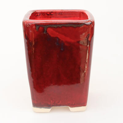 Bonsaischale aus Keramik 7,5 x 7,5 x 10,5 cm, Farbe rot - 1
