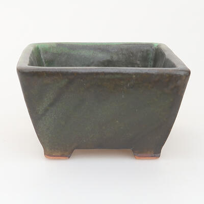Bonsaischale aus Keramik 9 x 9 x 5 cm, Farbe grün-schwarz - 1
