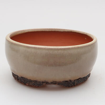 Keramik-Bonsaischale 11 x 11 x 5 cm, Farbe Beige - 1