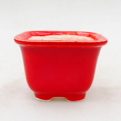 Bonsaischale aus Keramik 6 x 6 x 4,5 cm, Farbe rot - 1
