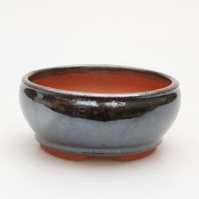 Keramik-Bonsaischale 9 x 9 x 3,5 cm, metallische Farbe - 1