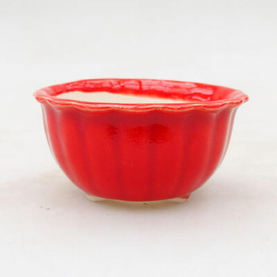Bonsaischale aus Keramik 6,5 x 6,5 x 3,5 cm, Farbe rot - 1