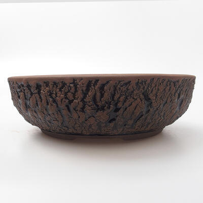 Keramik-Bonsaischale 22 x 22 x 6,5 cm, Farbe rissig - 1