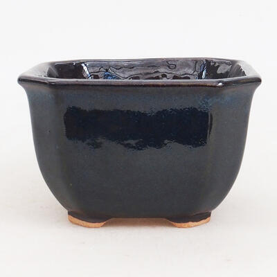 Bonsaischale aus Keramik 10 x 10 x 6 cm, blau-schwarze Farbe - 1