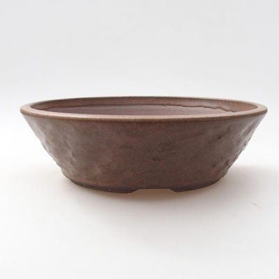 Keramische Bonsai-Schale 19,5 x 19,5 x 6 cm, braune Farbe - 1