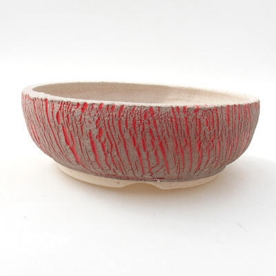 Bonsaischale aus Keramik 13 x 13 x 6 cm, Farbe rot - 1
