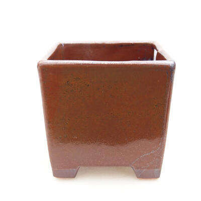 Bonsaischale aus Keramik 8,5 x 8,5 x 8,5 cm, Farbe braun-schwarz - 1