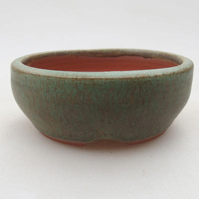 Keramische Bonsai-Schale 9,5 x 9,5 x 3,5 cm, Farbe grün - 1