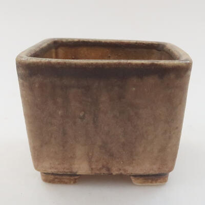 Keramik-Bonsaischale 6,5 x 6,5 x 4 cm, Farbe braun - 1