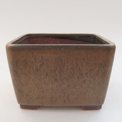 Keramik-Bonsaischale 11 x 11 x 7,5 cm, Farbe braun - 1