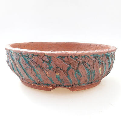 Bonsaischale aus Keramik 18,5 x 18,5 x 6 cm, Farbe grau-grün - 1