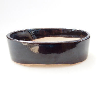 Bonsaischale aus Keramik 11,5 x 9,5 x 3,5 cm, Farbe schwarz - 1