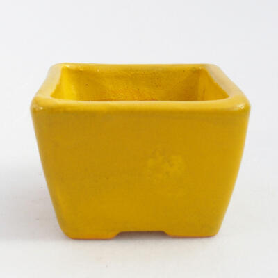 Keramik-Bonsaischale 6,5 x 6,5 x 4,5 cm, Farbe gelb - 1