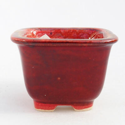 Keramik-Bonsaischale 6,5 x 6,5 x 5 cm, Farbe Rot - 1