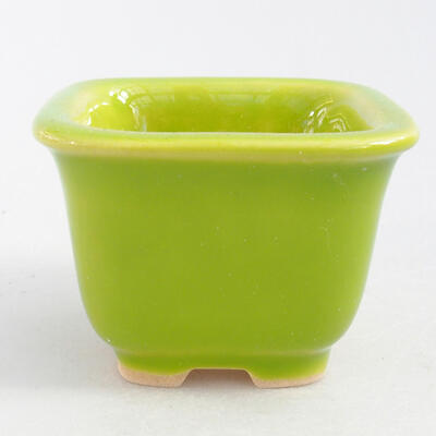 Keramik-Bonsaischale 6,5 x 6,5 x 5 cm, Farbe grün - 1