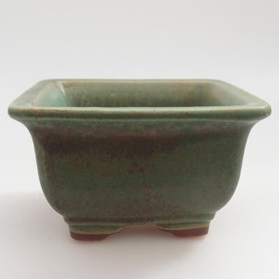 Keramik-Bonsaischale 9 x 9 x 5,5 cm, Farbe grün - 1