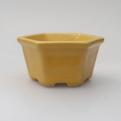 Keramik-Bonsaischale 7 x 7 x 4 cm, Farbe gelb - 1