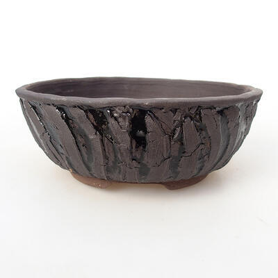 Keramik-Bonsaischale 17 x 17 x 6,5 cm, Rissschwarz - 1