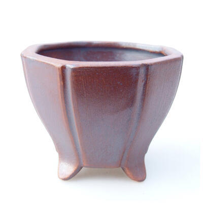 Bonsaischale aus Keramik 6,5 x 6,5 x 5,5 cm, metallfarben - 1